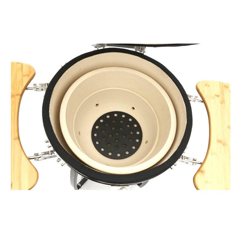 Gratar grill ceramic cu capac - kamado black edition 55 cm