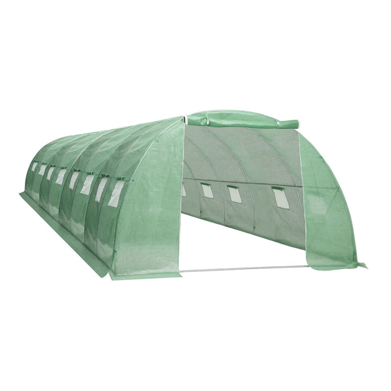 ﻿Sera tunel solar 30mp cu folie verde de gradina cu structura solida otel zincat 10x3x2 m