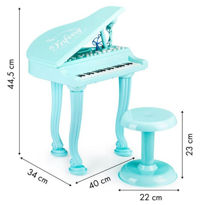 Orga pian pentru copii cu microfon karaoke 36 clape turcoaz