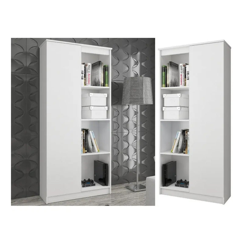 Dulap biblioteca cu 1 usa si 8 rafturi 80 x 35 x 180 cm alb