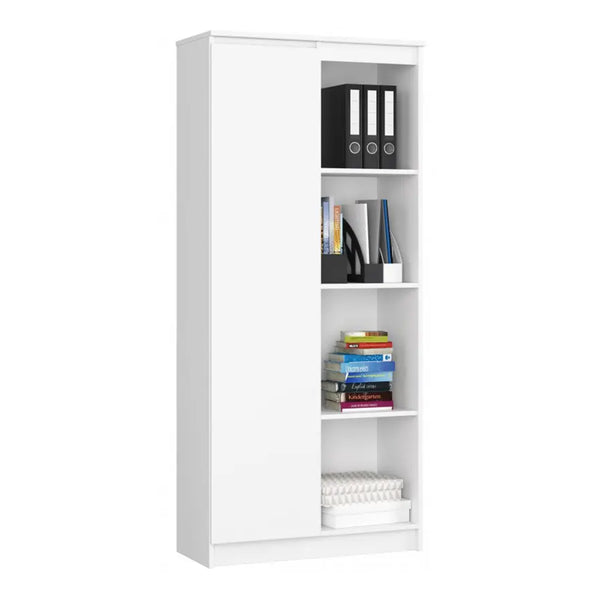 Dulap biblioteca cu 1 usa si 8 rafturi 80 x 35 x 180 cm alb