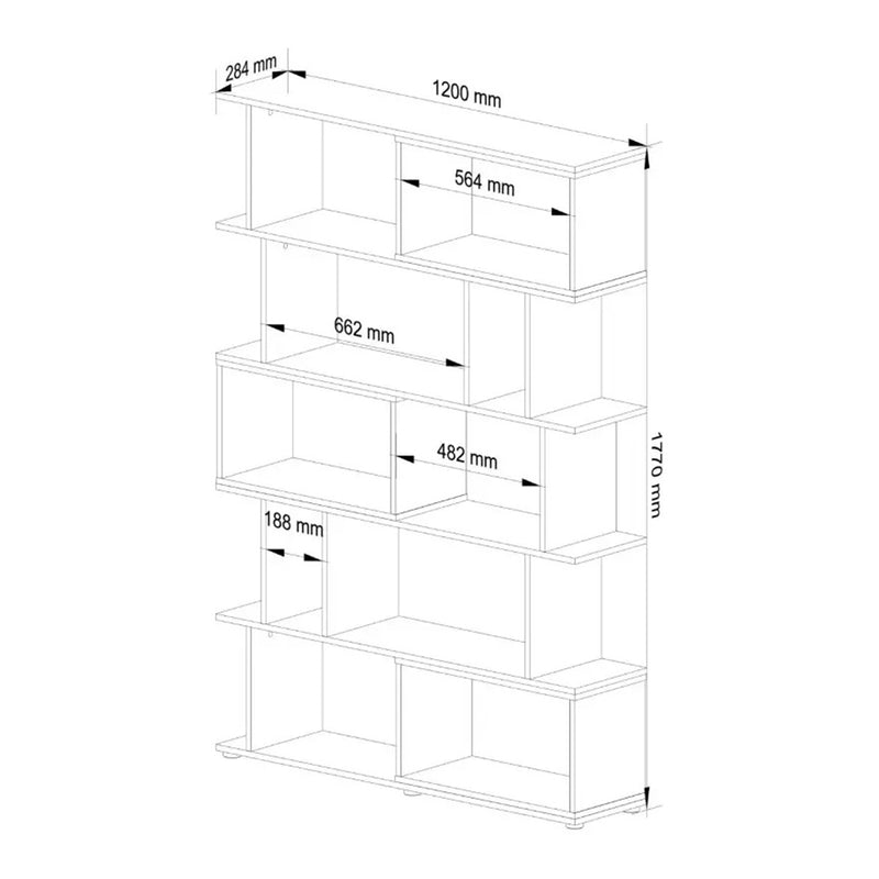 Biblioteca Fix cu rafturi 120 x 177 x 28.4 cm alb