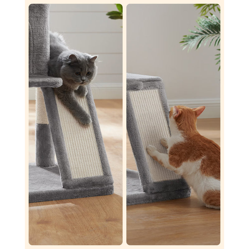 Ansamblu de joaca pentru pisici, cu loc de zgariat, Feandrea 48 x 48 x 96 cm, gri