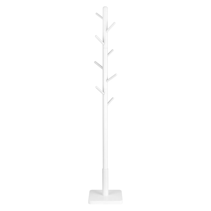 Cuier vertical Vasagle din lemn masiv cu 8 carlige, 175 cm alb