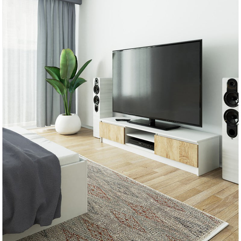Comoda tv k160 alb - stejar 160 x 33 x 40 cm