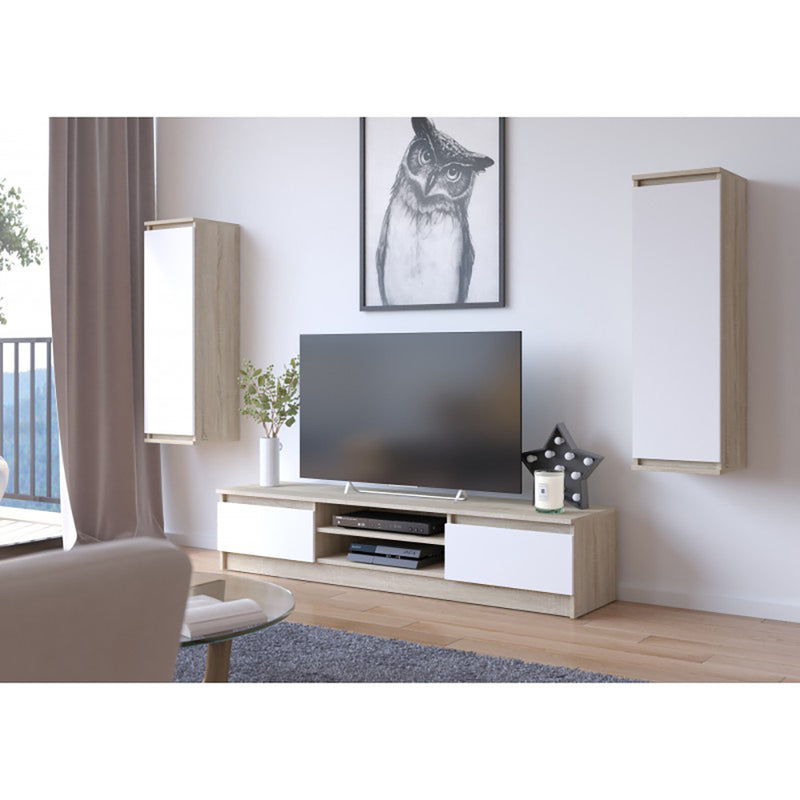 Comoda tv k160 stejar - alb 160 x 33 x 40 cm