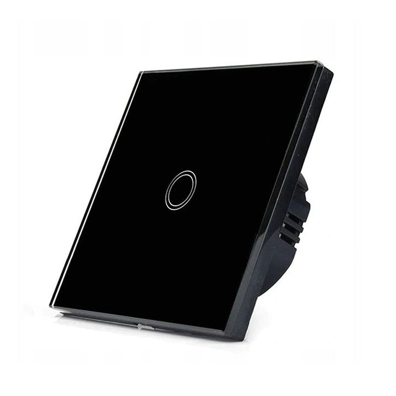 Intrerupator smart simplu wireless cu touch din sticla neagra